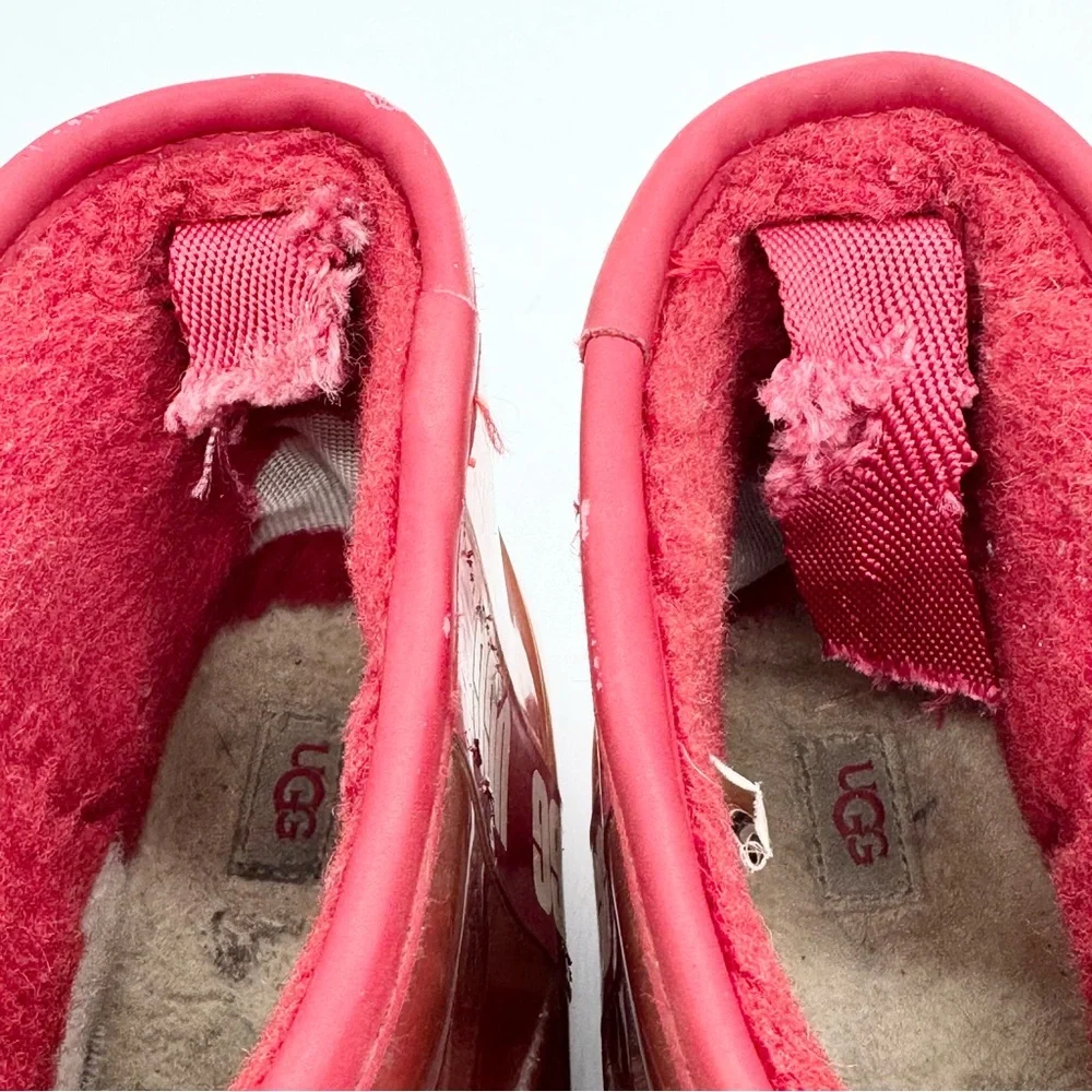 UGG‎ Classic Clear Mini Shearling Lined Rubber Boots Samba Red Size 3 Y2K Winter